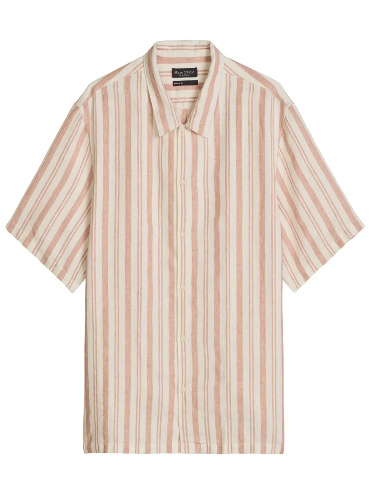 Knitted short-sleeved shirt made of linen and cotton, regular fit