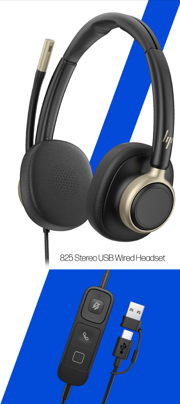 HP Poly Mission 825 Stereo USB Wired Headset for Business