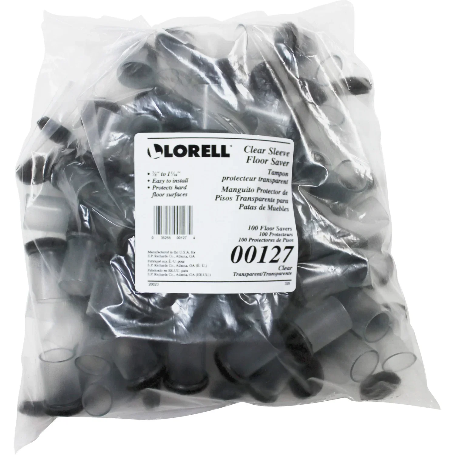 Image of Lorell Clear Sleeve Floor Protectors, Clear, Transparent, 100/Bag (LLR00127)