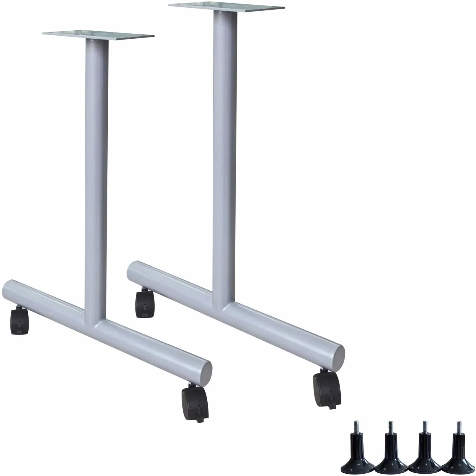 Image of Lorell Invent Training Table Components, Silver T-shaped Base, 2 Legs, 28.50