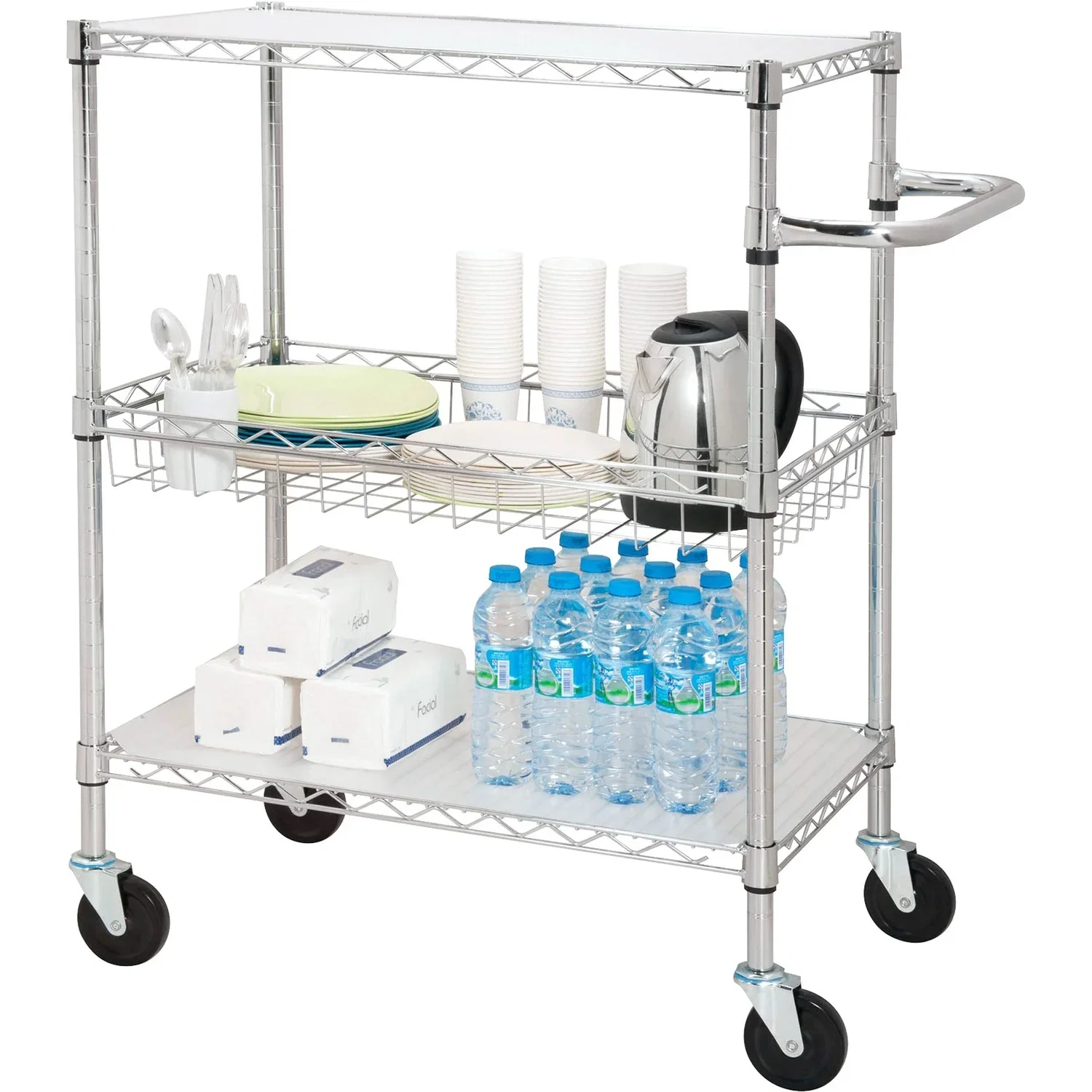 Image of Lorell 3-Tier Wire Rolling Cart, 30