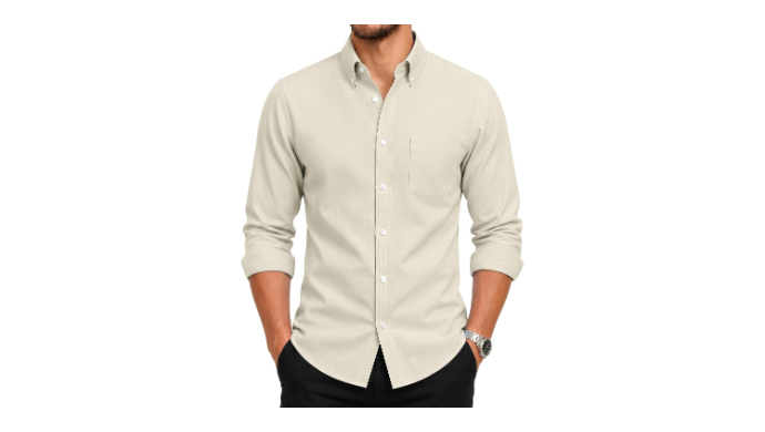 Men's Oxford Dress Shirts Long Sleeve Wrinkle-Resi...