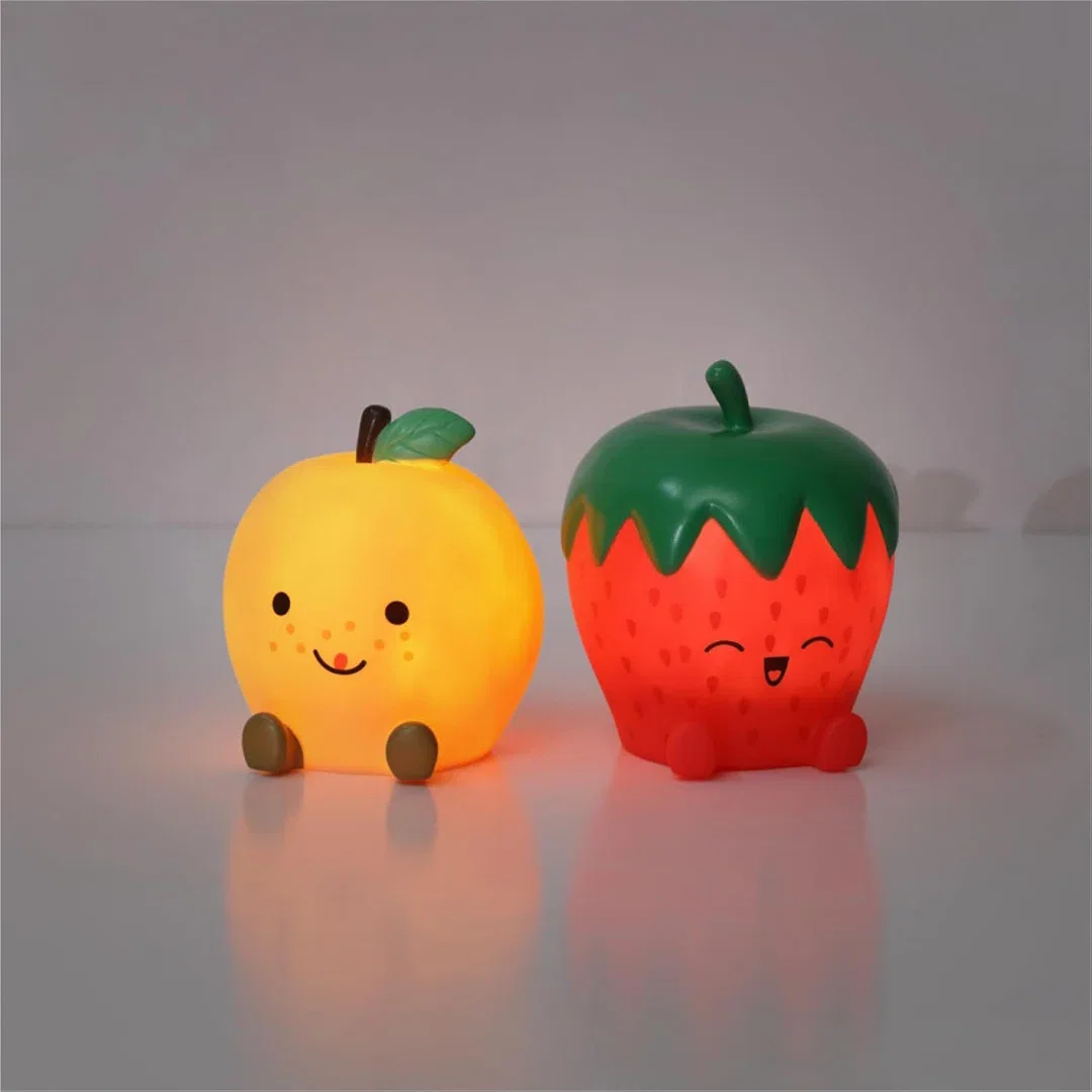  Figural Fruit Squish Led Mood Lamp, 2 Pack With Strawberry And Peach