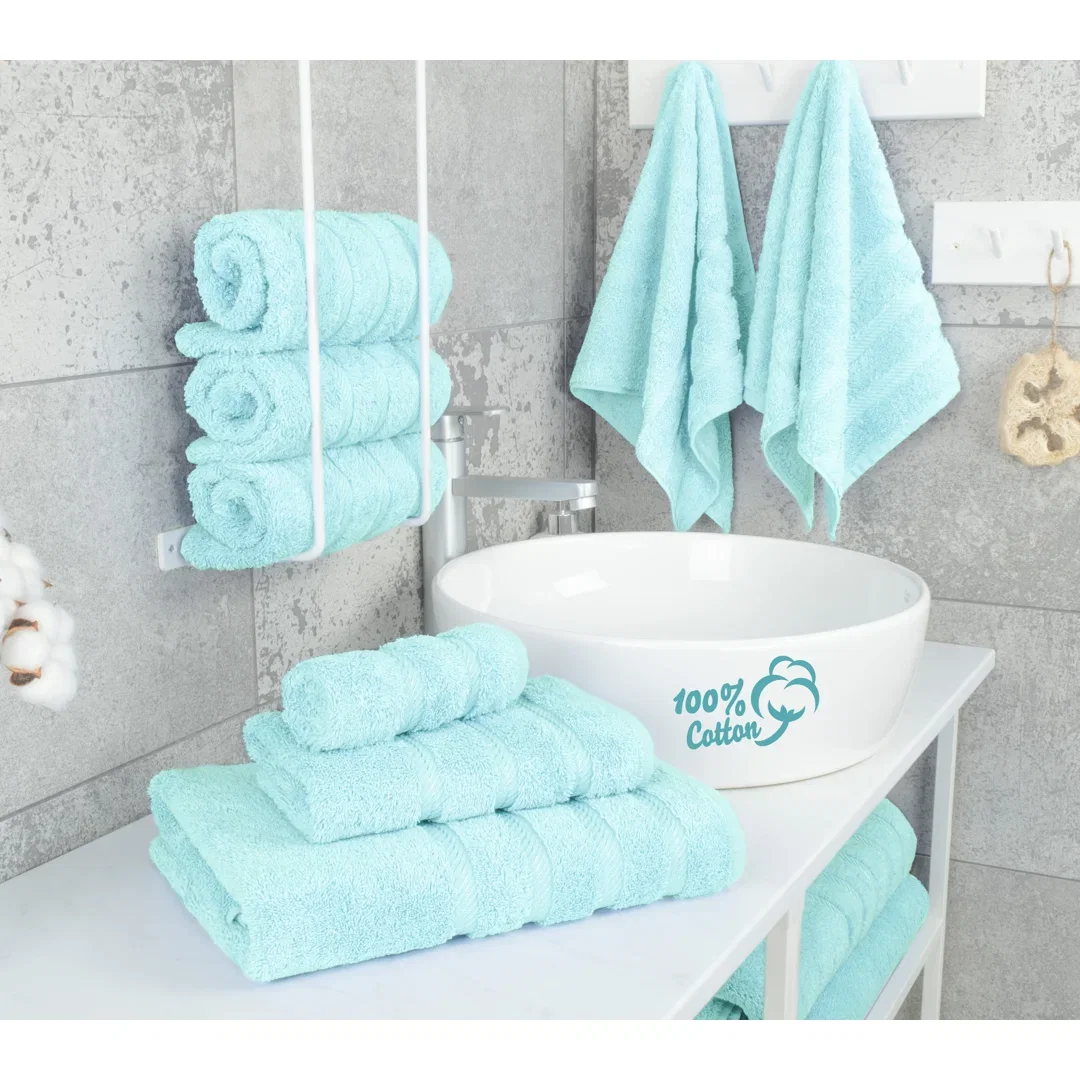 100% Cotton Premium Turkish Bath Towel Set, 6 Piece Super Soft and Absorbent Darcelle Collection