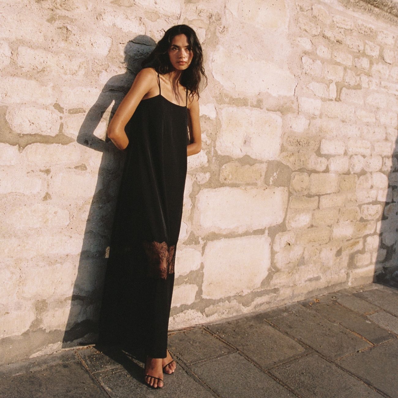 QUINN CREPE LACE MAXI DRESS