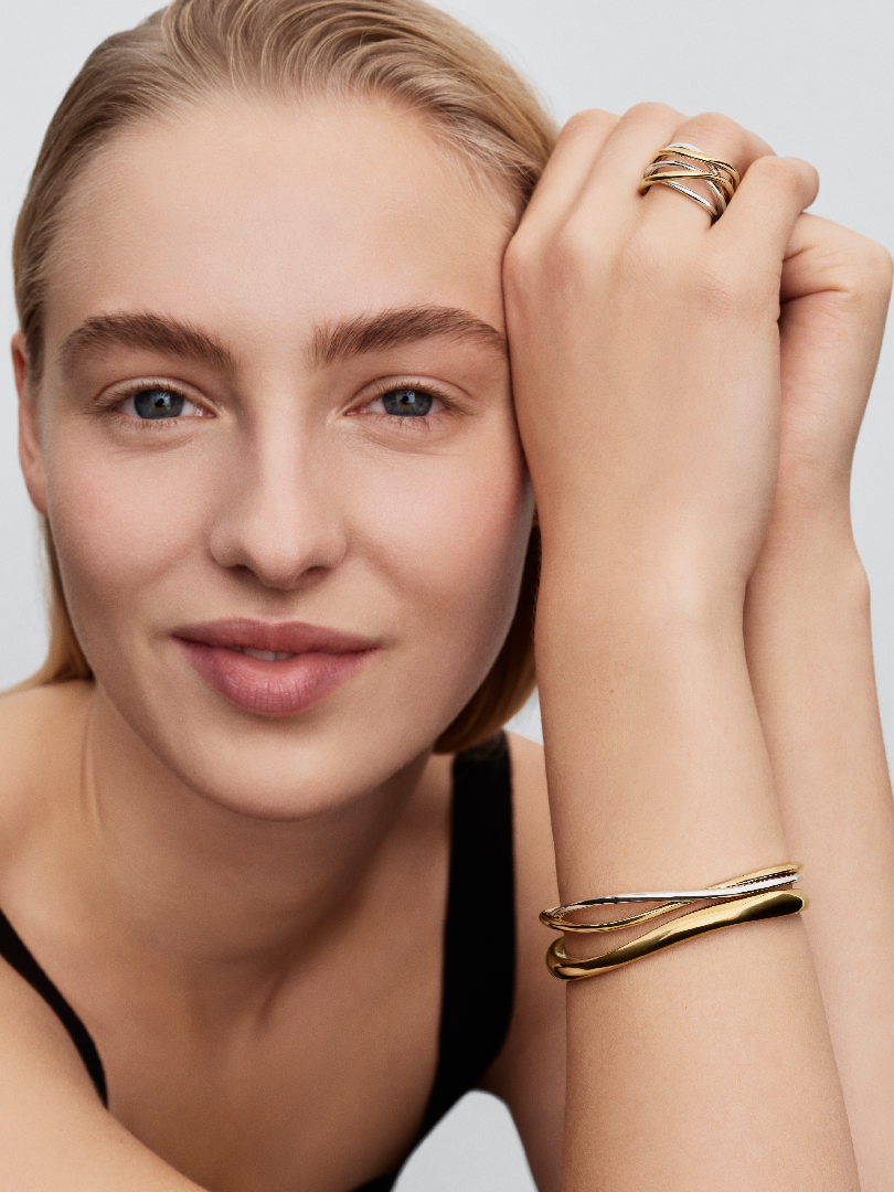 Entwined Two-Tone Open Bangle