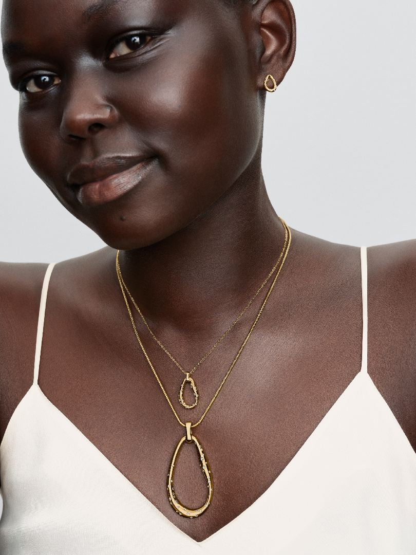 Organically Shaped Stone-Set Pendant Necklace