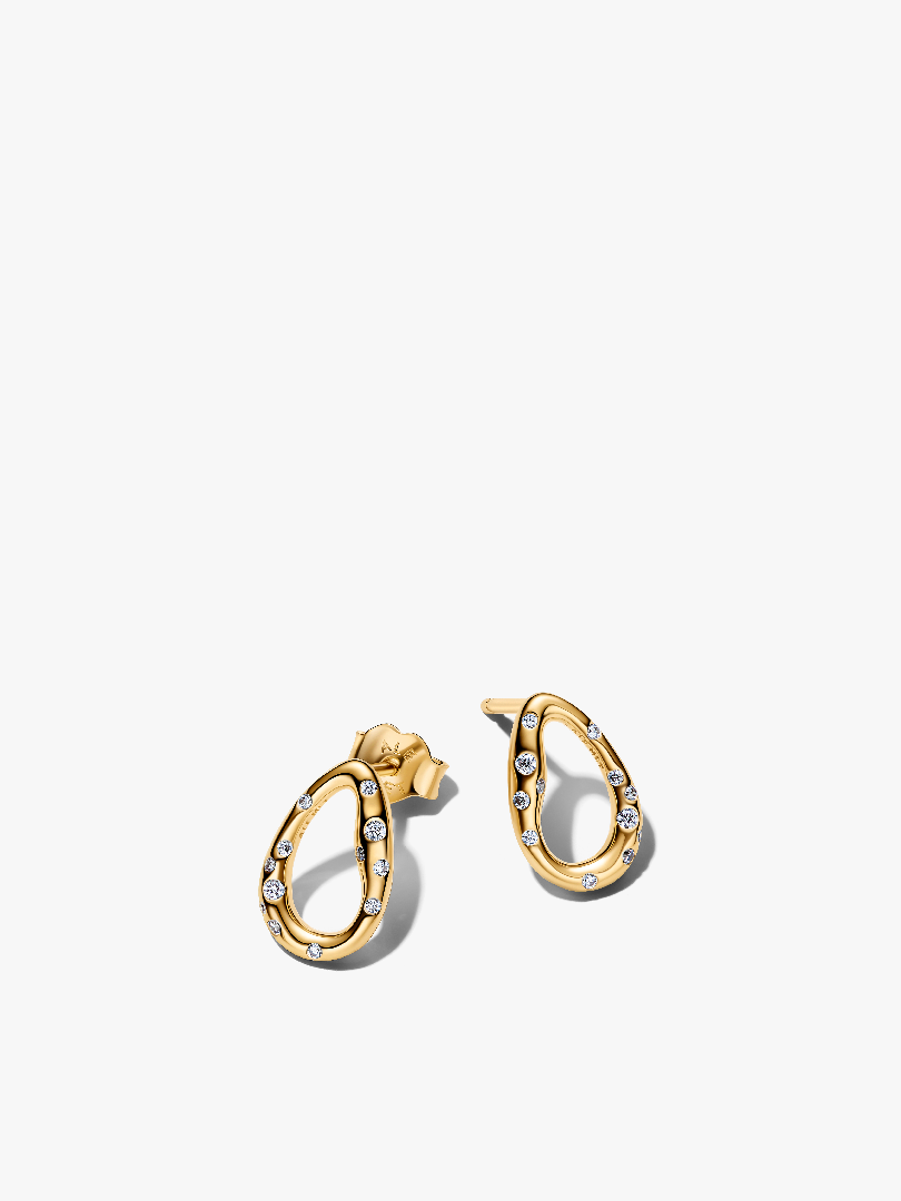Organically Shaped Stone-Set Oval Stud Earrings