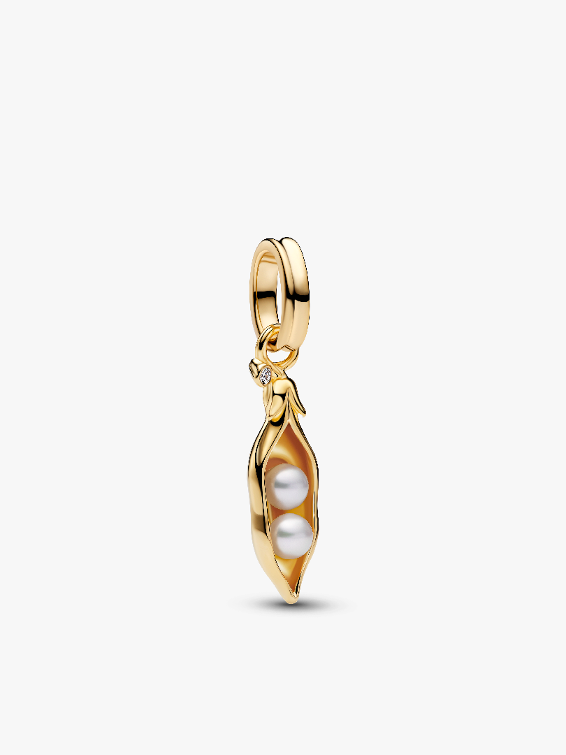 Treated Freshwater Cultured Baroque Pearl Peas in a Pod Dangle Charm