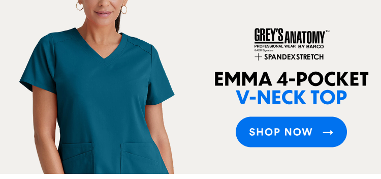 Grey's Anatomy Spandex Stretch | Emma 4-Pocket V-Neck Top | Shop Now