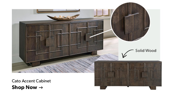 Featured Cato Accent Cabinet. Solid Wood. Click to shop now