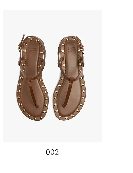 Leather edge flat sandals with studs