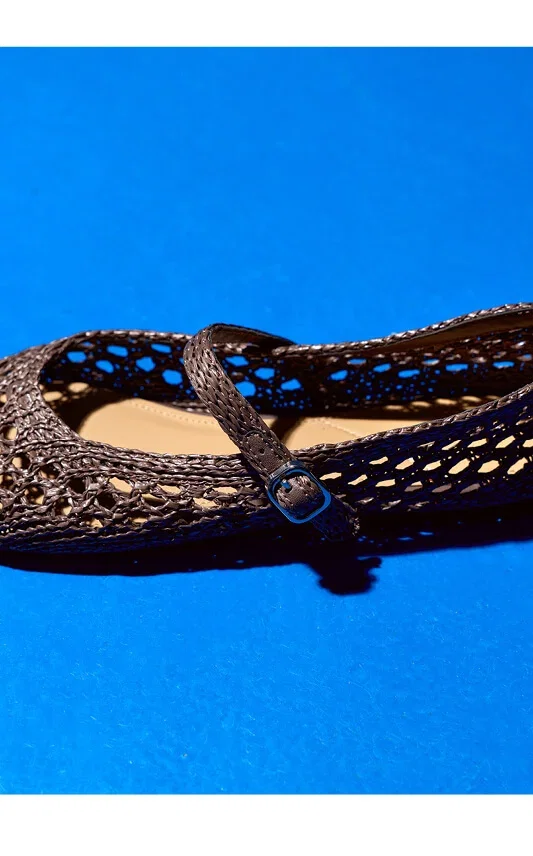 Ballet flats with braided mesh