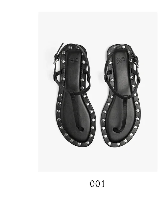 Leather edge flat sandals with studs