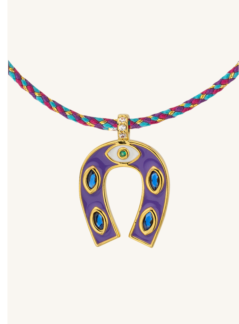 COLLIER - PURPLE MINI HORSESHOE