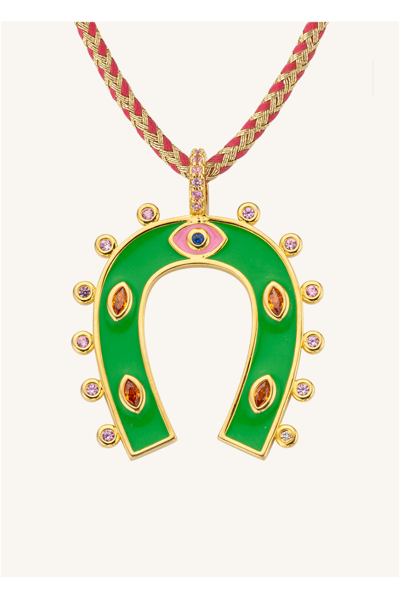 COLLIER - GREEN HORSESHOE