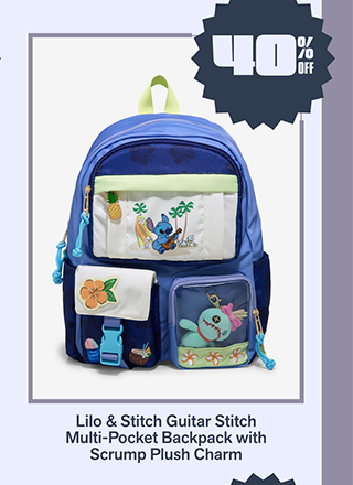 Lilo and Stitch Guitar Stitch Multi-Pocket Backpack with Scrump Plush Charm is 40% off