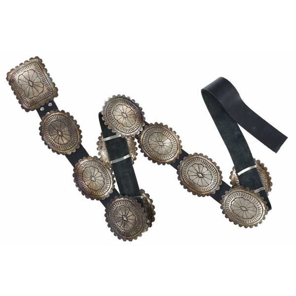 Navajo Second Phase Sterling Silver Concho Belt