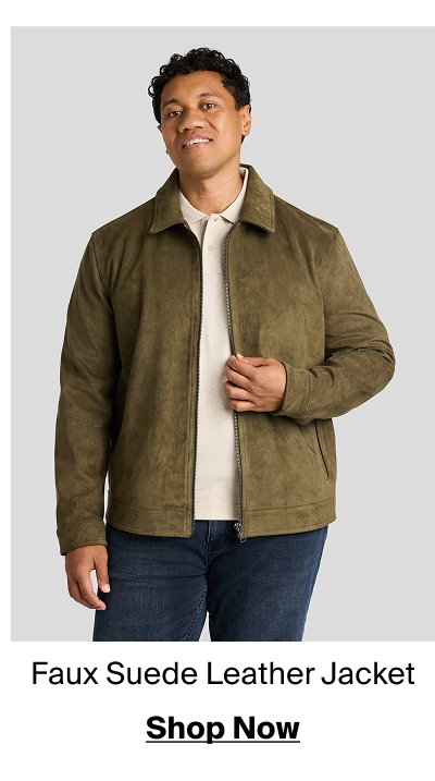 Dark Olive Faux Suede Leather Jacket