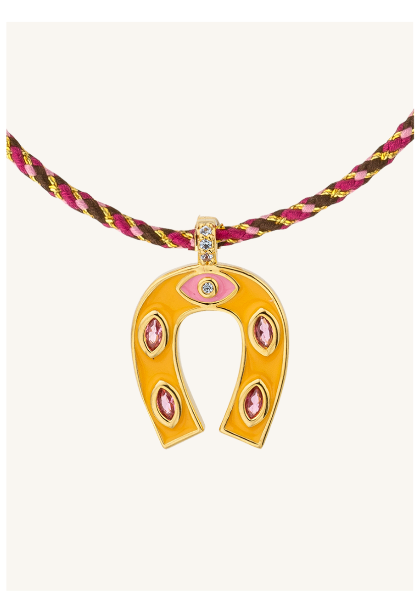 NECKLACE - ORANGE MINI HORSESHOE