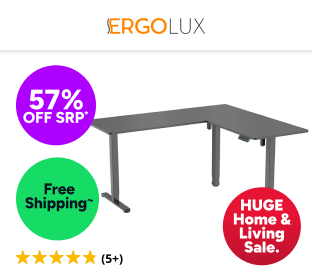 Ergolux Electric L-Shaped Dual-Motor Standing Desk 160 x 140cm Product Image