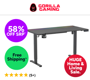 Gorilla Gaming RGB Electric Standing Desk (140 x 73cm) Product Image
