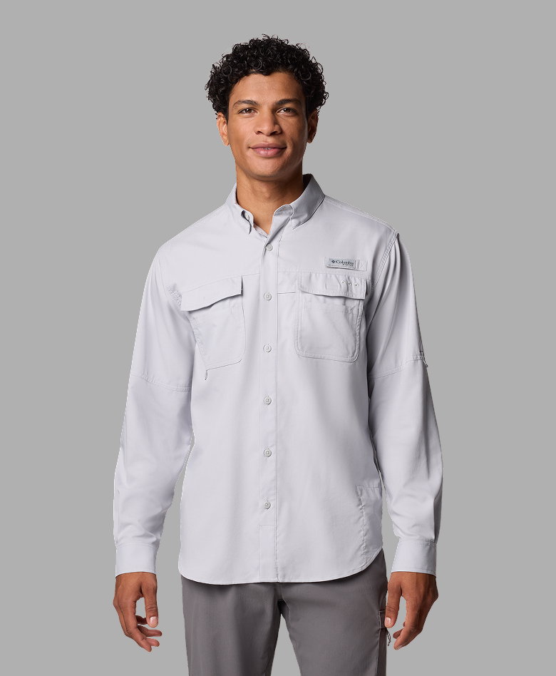 A man wearing a light grey shirt