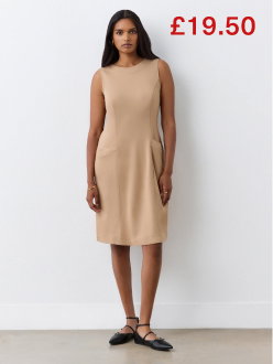 Julianne Camel Ponte Jersey Midi Dress