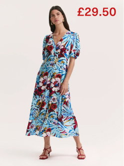 Sarah Aqua Floral Midi Dress