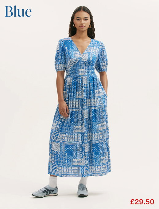 Kiara Blue Aztec Midi Dress