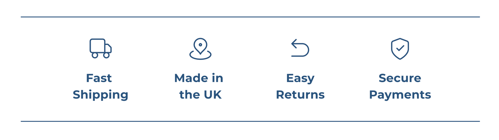 Fast Shipping, Made in the UK, Easy Returns, Secure Payments