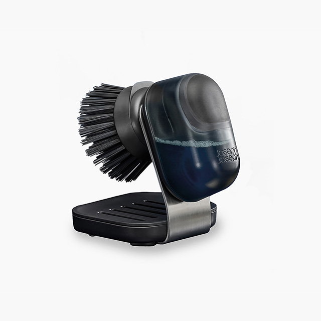 SinkTech™ Compact Soap Dispensing Dish Brush with Steel Stand