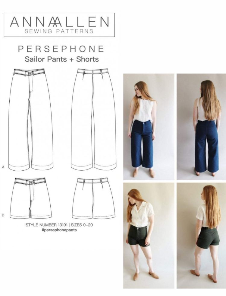 Anna Allen Clothing Sewing Pattern Persephone Pants & Shorts (PDF)