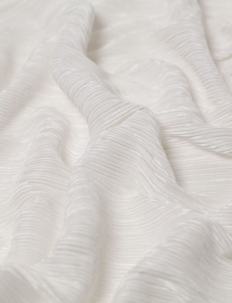 Minerva Core Range Laval Pleated Plisse Stretch Knit Fabric Ivory