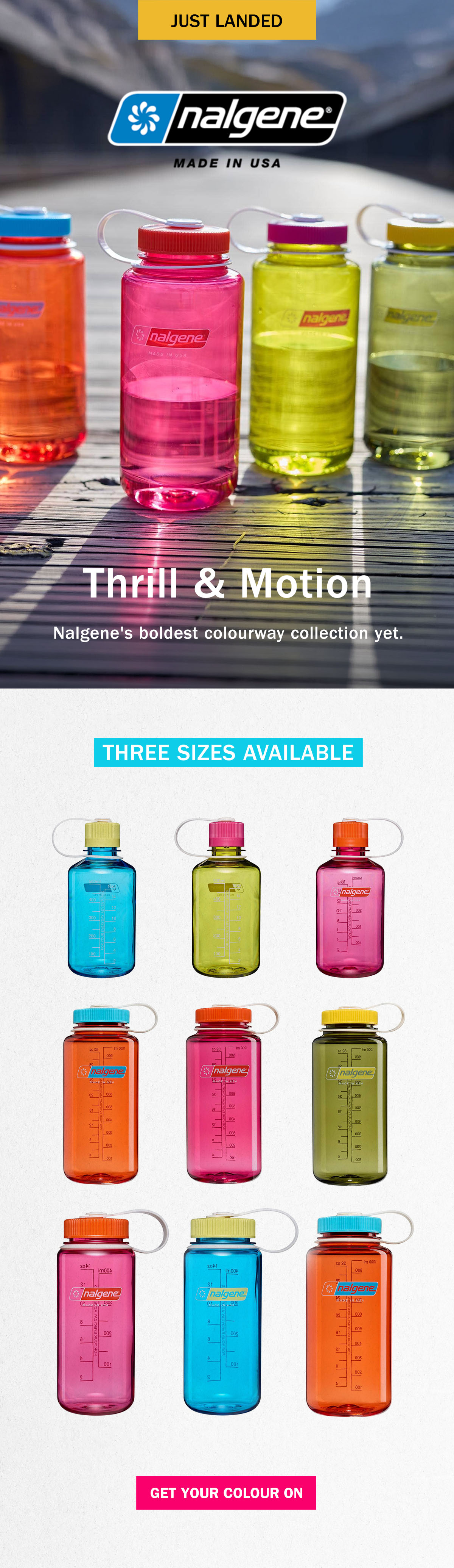 Nalgene Thrill & Motion | Bold Colour Water Bottles | WildBounds