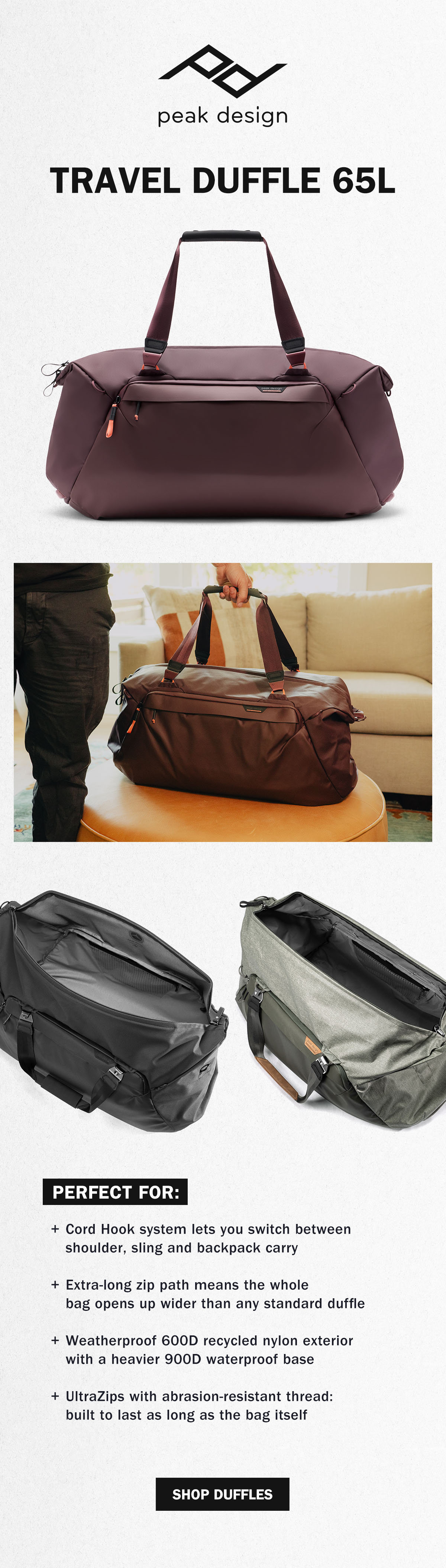 Peak Design Travel Duffle 65L | WildBounds