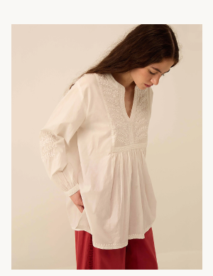 Alva Hand-Chikankari Embroidered Top White