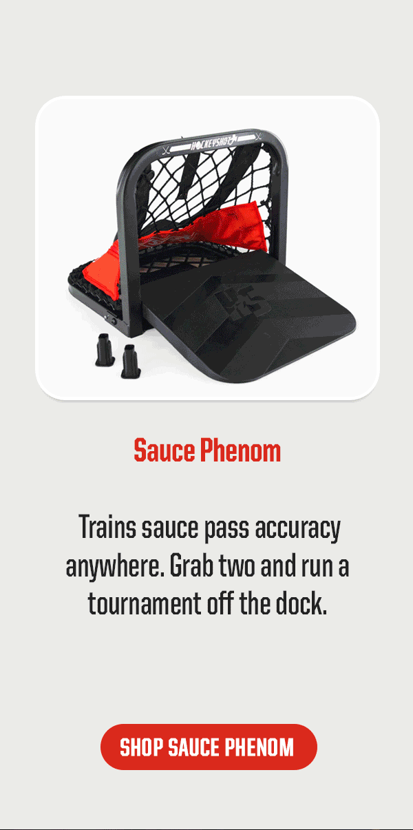 Product Block 3: Sauce Phenom. Trains sauce pass accuracy anywhere. Grab two and run a tournament off the dock. CTA: Shop Sauce Phenom