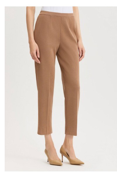 Knit Straight-Leg Ankle Pants, Warm Taupe