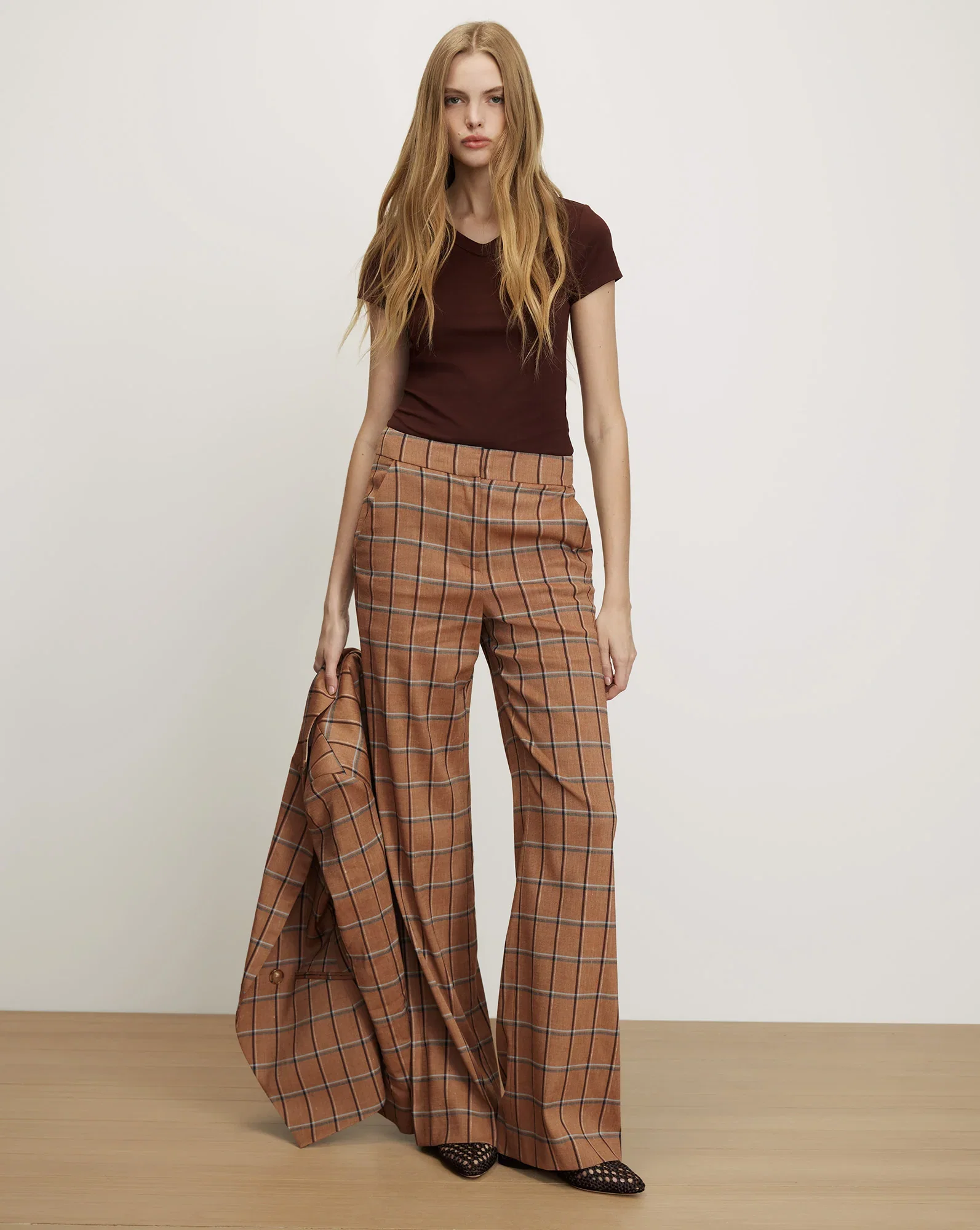Image of Tonelli Plaid Wide-Leg Pant
