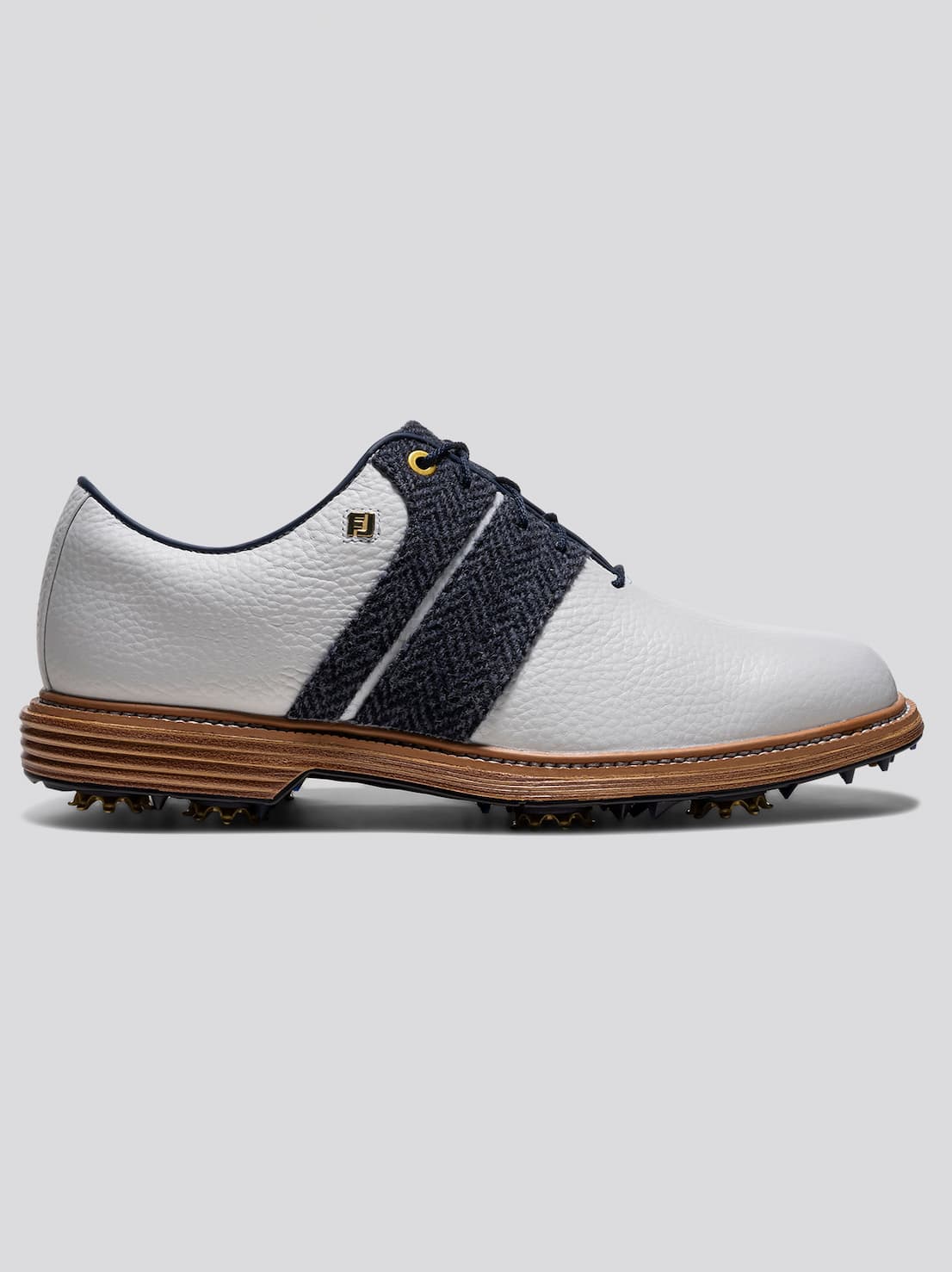 Premiere Series Packard Spiked Golf Shoes Harris Tweed White/Navy