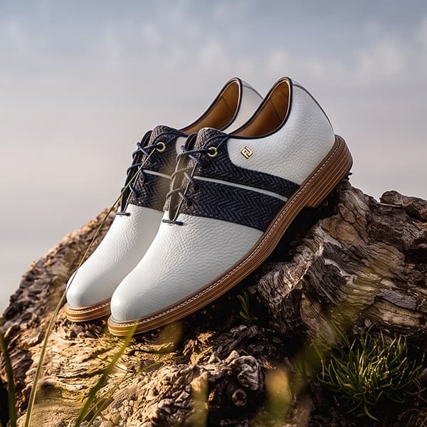 Premiere Series Packard Spiked Golf Shoes Harris Tweed White/Navy