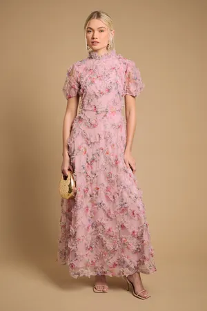 Printed Textured Maxi Dress