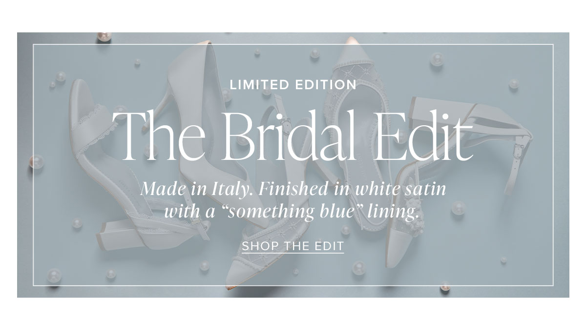 Limited Edition: The Bridal Edit. Made in Italy. Finished in white satin with a "something blue" lining.
