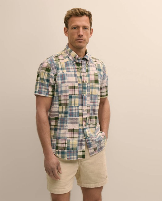 Image of Cotton Patchwork Madras Polo