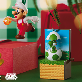 Two Mario ornaments.