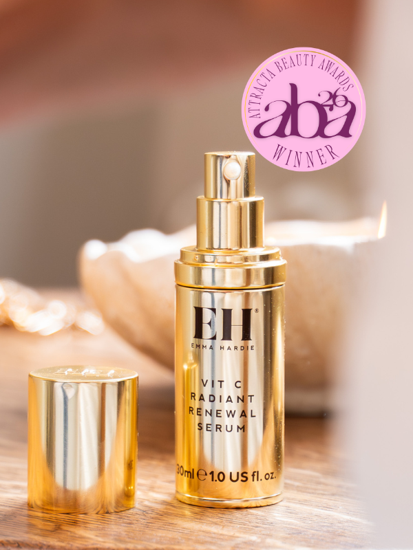 Vitamin C Radiant Renewal Serum: Emma Hardie Vitamin C Radiant Renewal Serum with Attracta Beauty Awards winner badge.