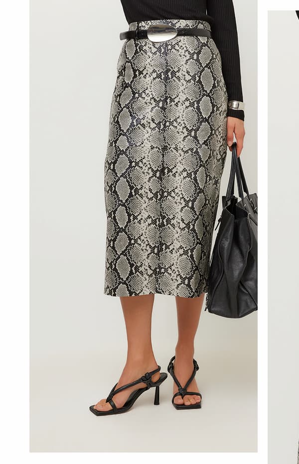 Kaia Faux Leather Midi Skirt