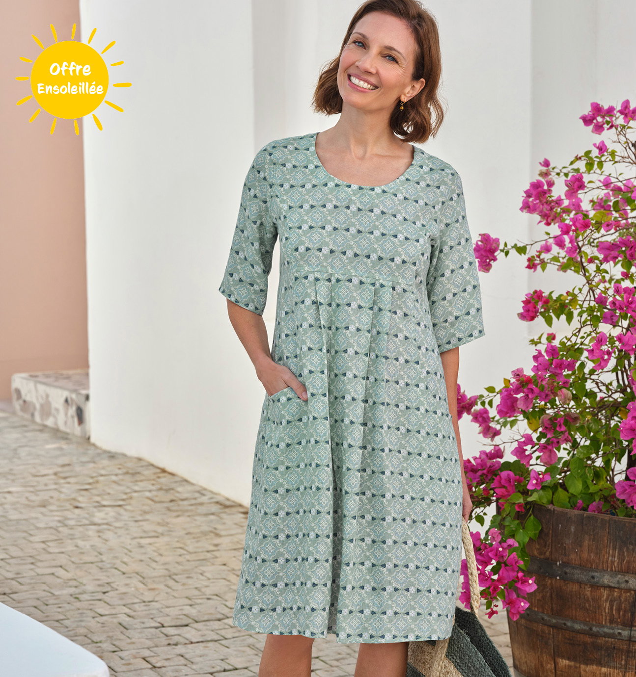 Robe-Tunique à poches - Femme - Pur Lin