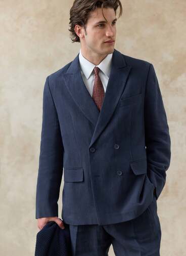 Clifton Double Breasted Blazer | Linen | Navy